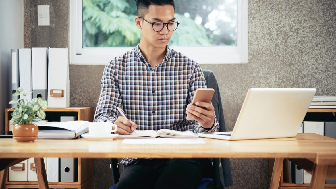 Entrepreneur Working at Office Desk