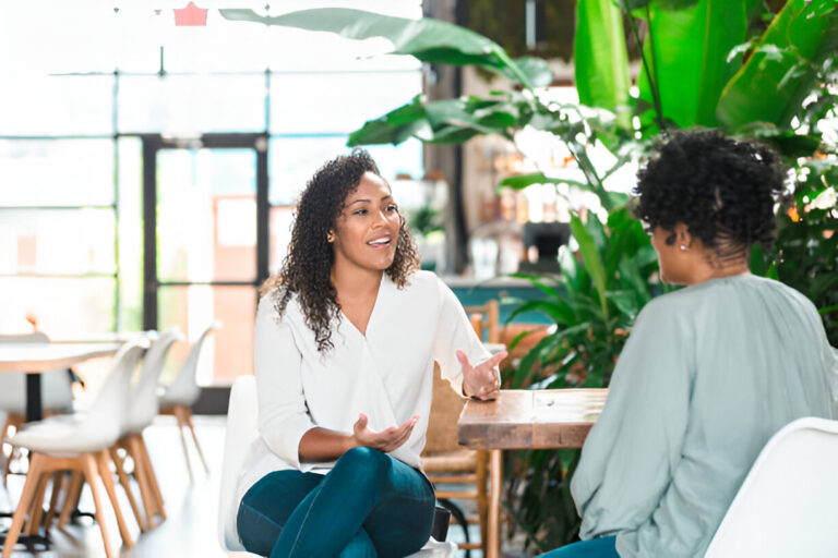 therapists discussing coworking for therapists in Las Vegas